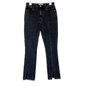 Abercrombie Fitch Curve Love Skinny High Rise Jeans Women's 28 6 Black Split Hem